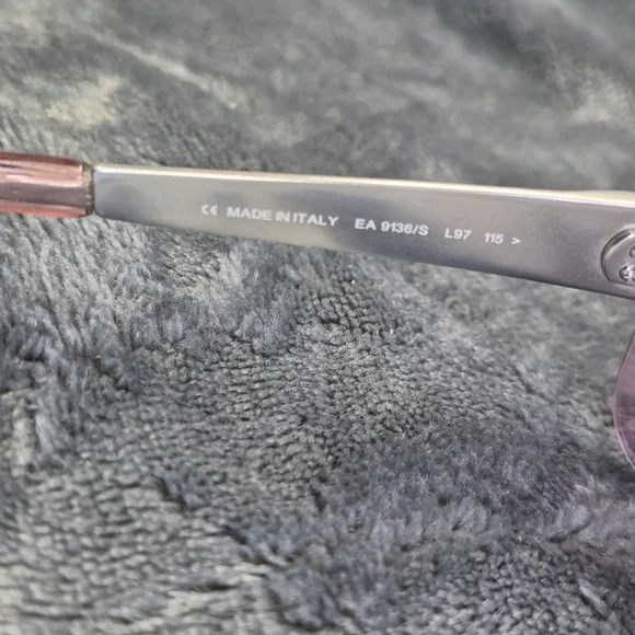 Emporio Armani Women's Rimless Shield Sunglasses — Purple Lens with Gold Trim - Picture 3 of 9